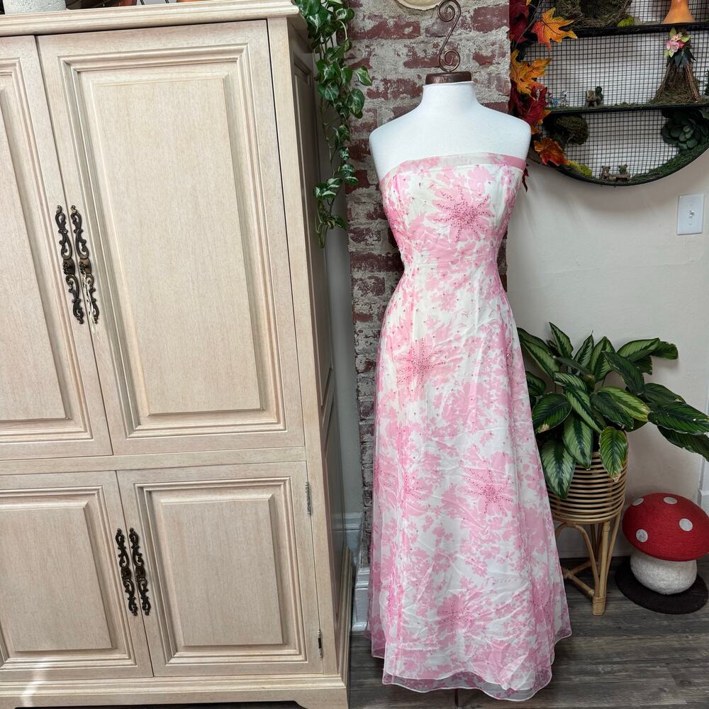 Vintage Y2K Pink Beaded Homecoming Dress Size 13